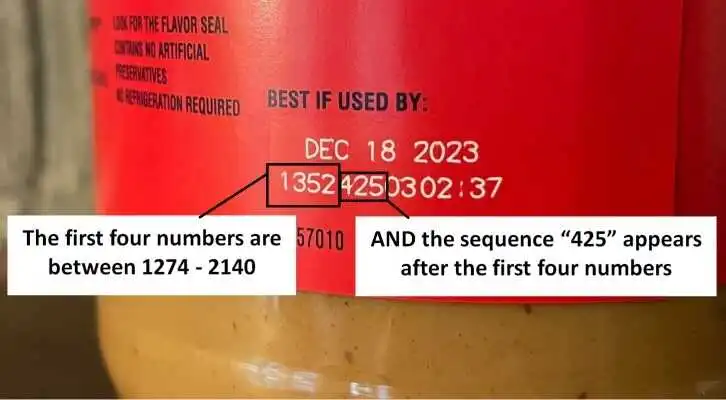 Jif Peanut Butter Numbers Recall
