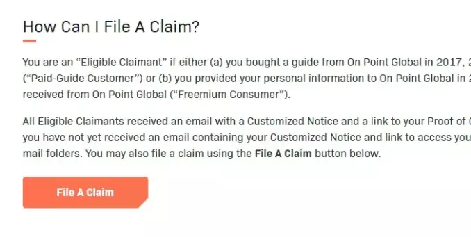 Onpoint Claim Form com File a Claim