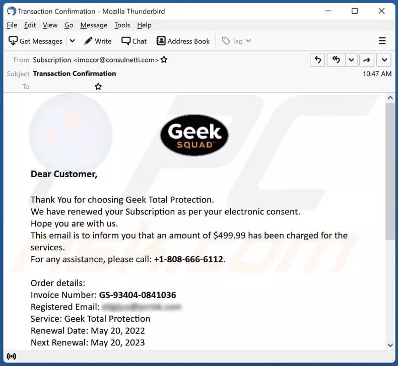 Geek Squad Auto Renewal Scam