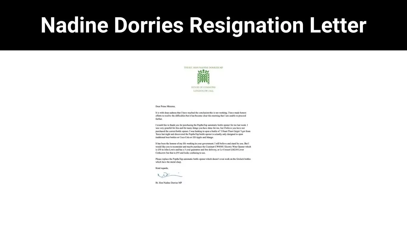 Nadine Dorries Resignation Letter
