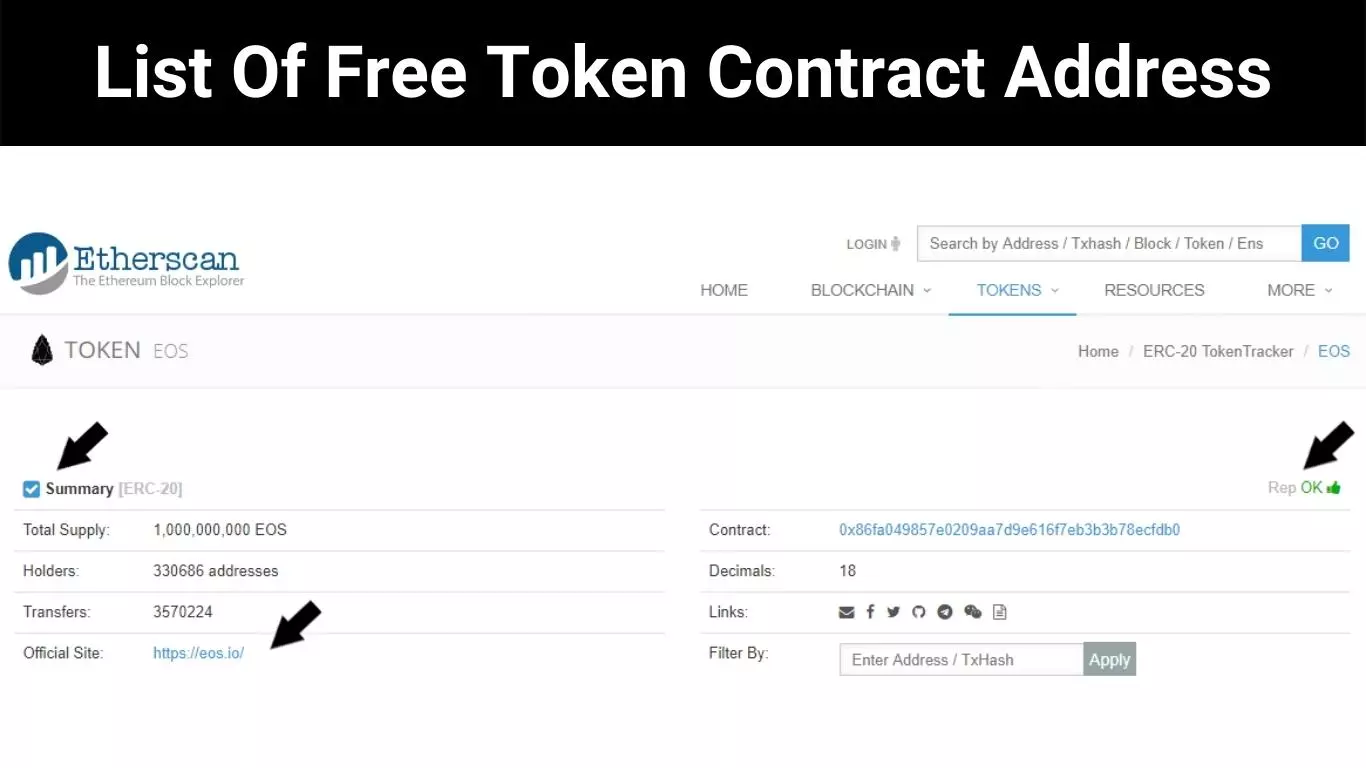 List Of Free Token Contract Address