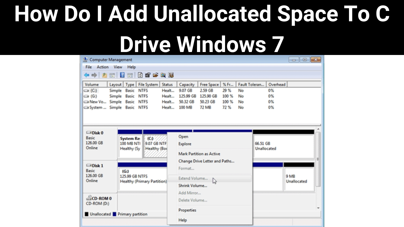 How Do I Add Unallocated Space To C Drive Windows 7