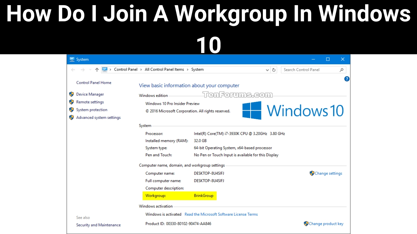 How Do I Join A Workgroup In Windows 10