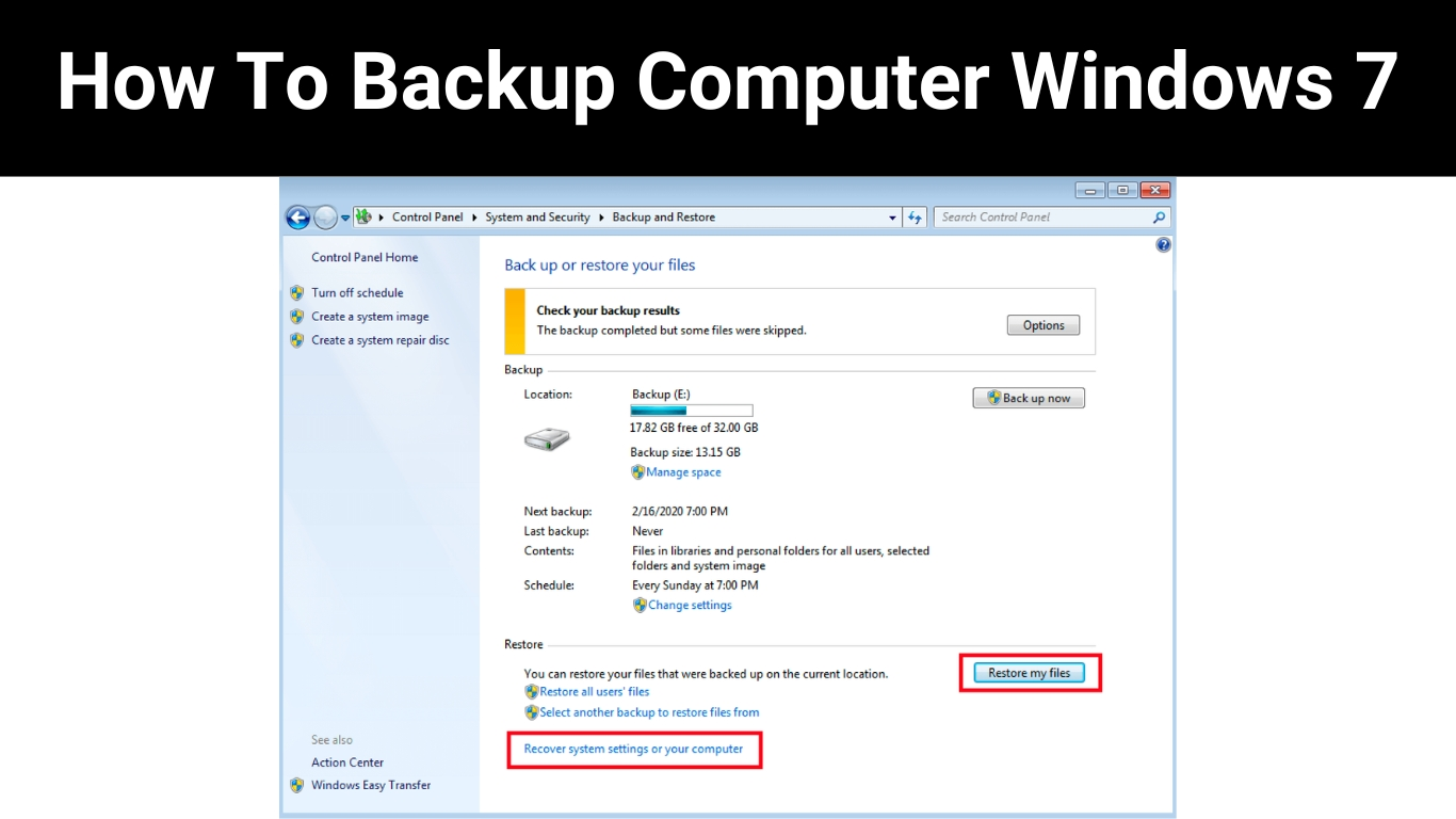 How To Backup Computer Windows 7